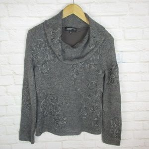 Jones New York Gray Mohair Wool Lined Cowl Neck